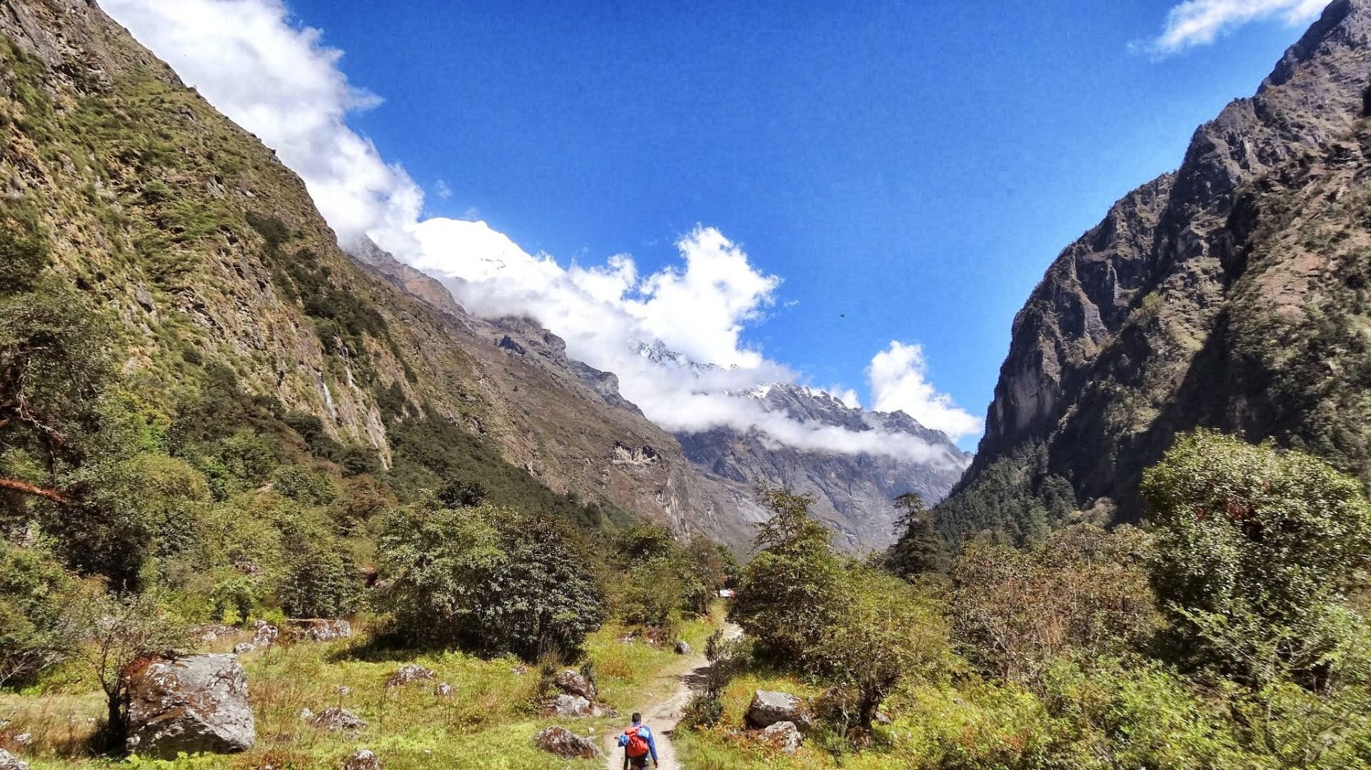 Straight through the cliffs.
