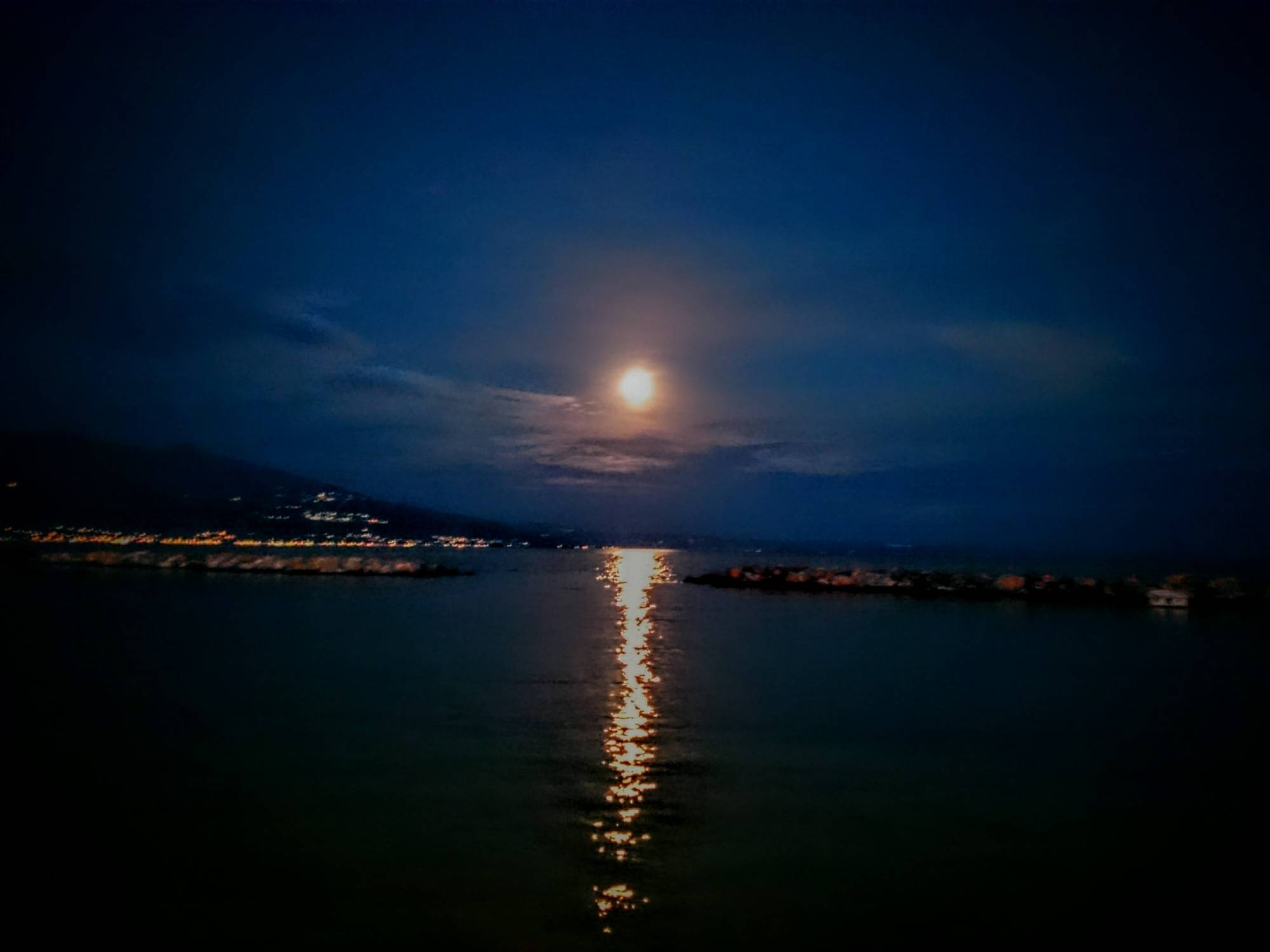 Moon not over bourbon street but over the mediterrean sea