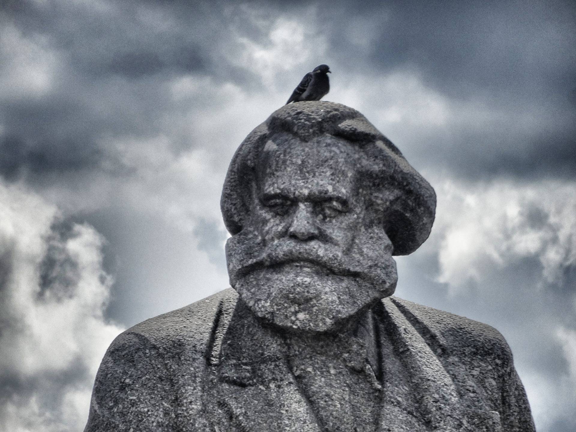 Karl Marx under a dove
