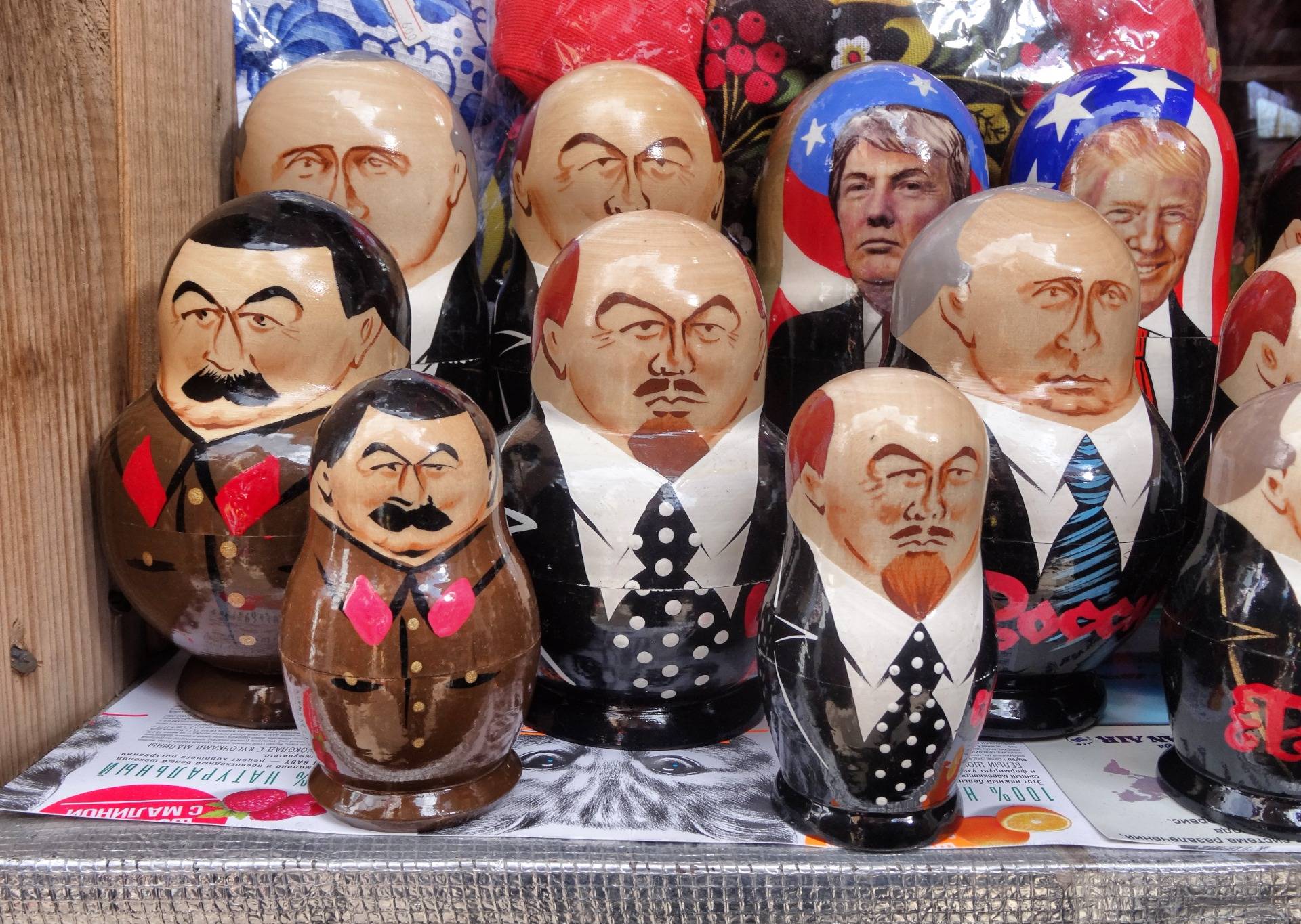 Dolls like these: Lenin & Stalin as a joke, Putin (right) too