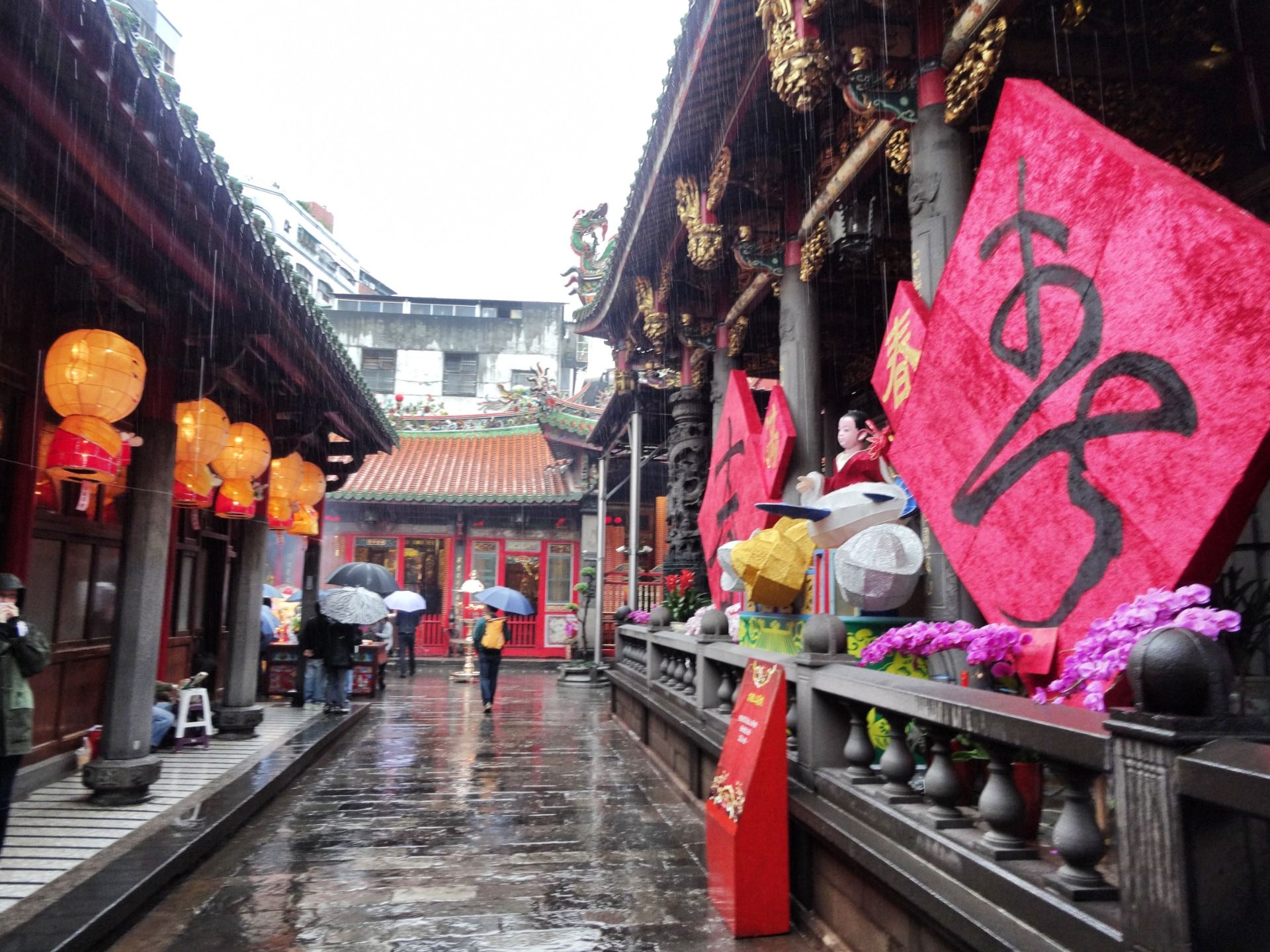 The temples are made from wood