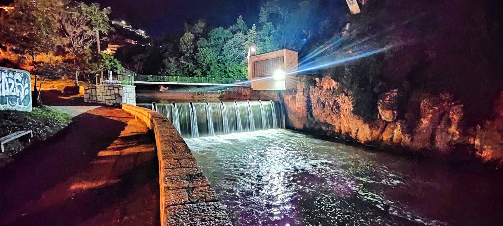 A waterfall near the old town