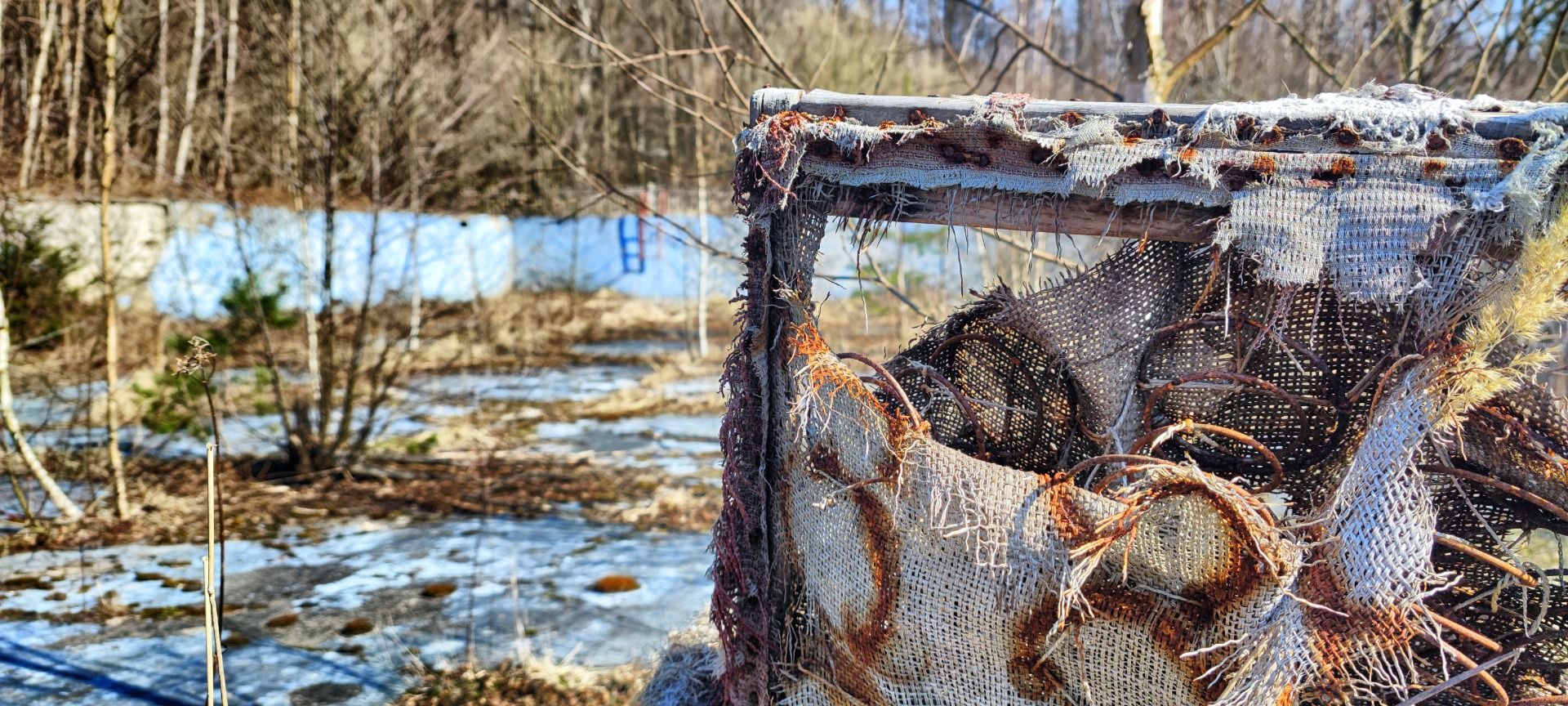 On the bottom of the old pool