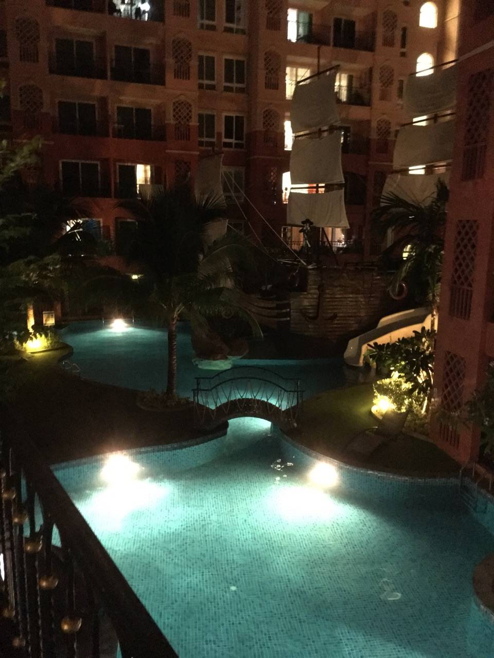 Evening outdoor pool. Pattaya.