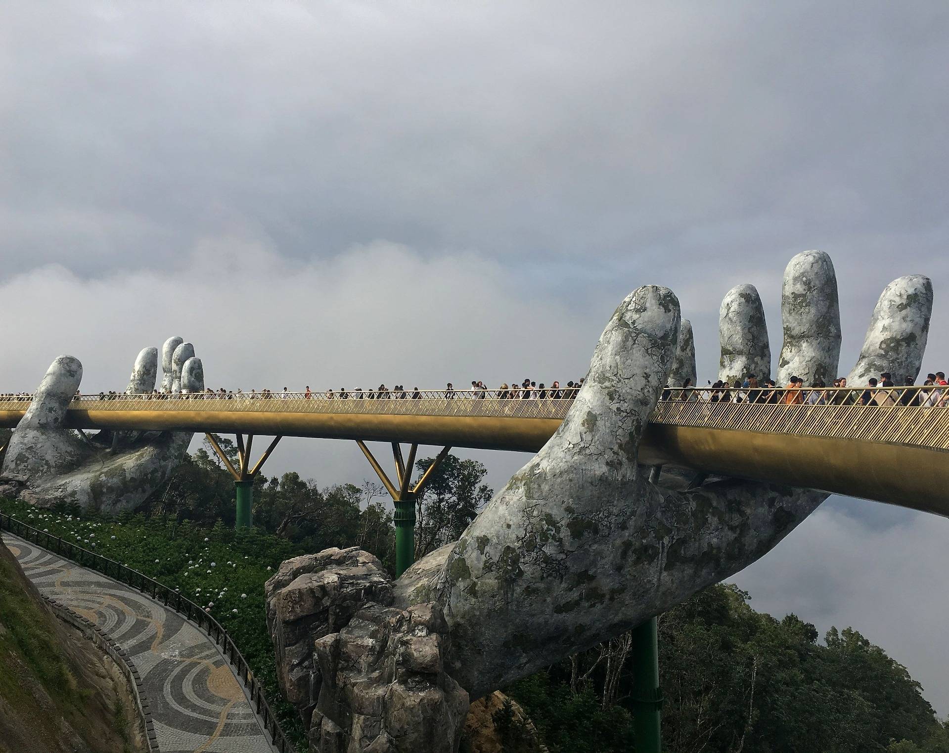 Golden Bridge "In the Hands of God" in Ba Na Hills Park, Danang.