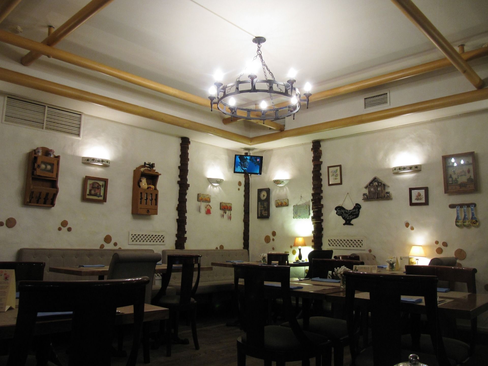  Restaurant interior in bright colors.