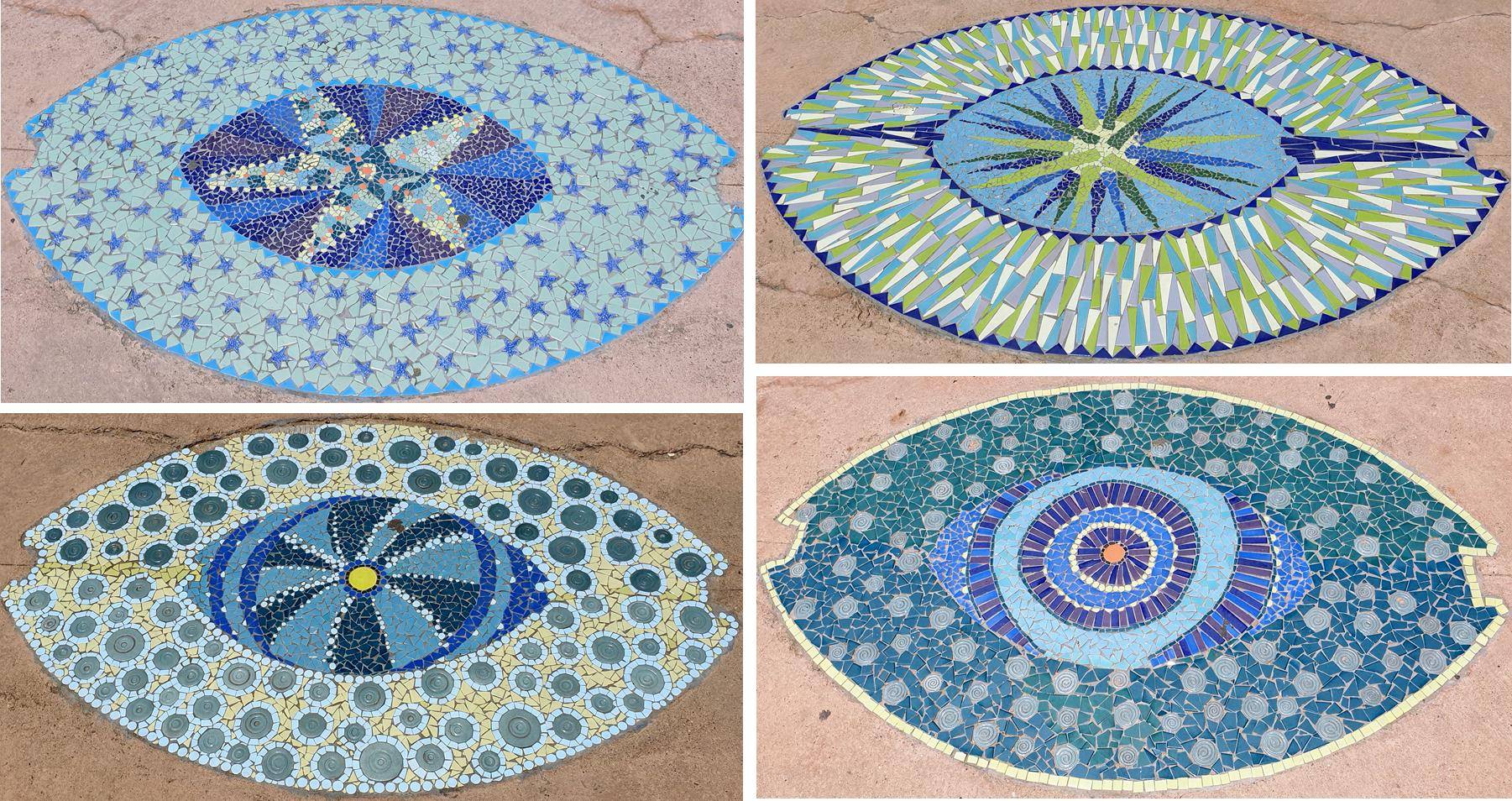 Collage of mosaics that line the pier