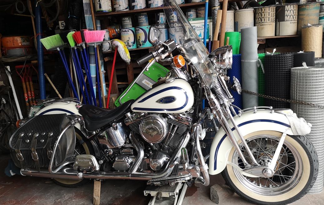 Harley Davidson Collector at Hardware Shop
