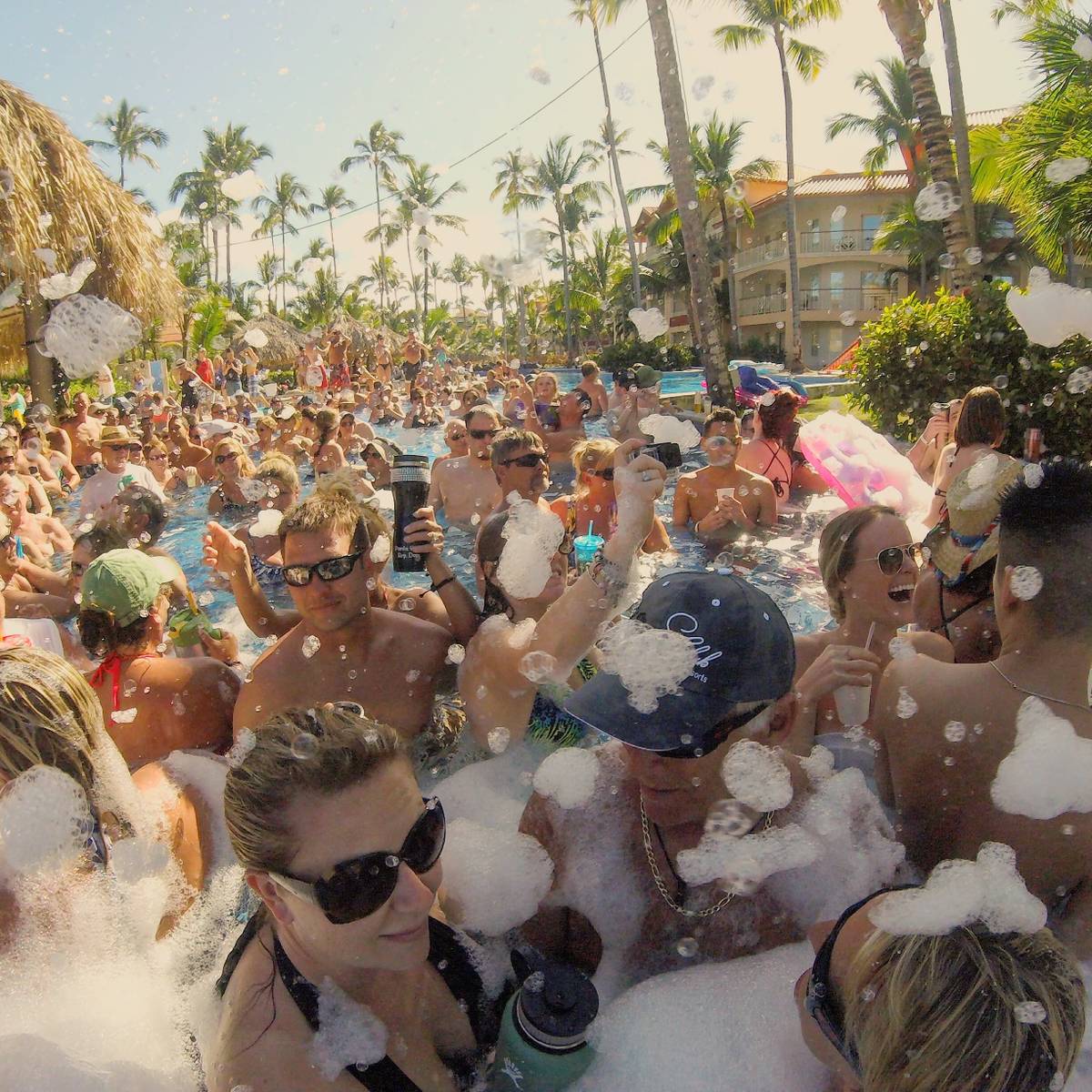 The pool was massive and every inch was covered with foam!