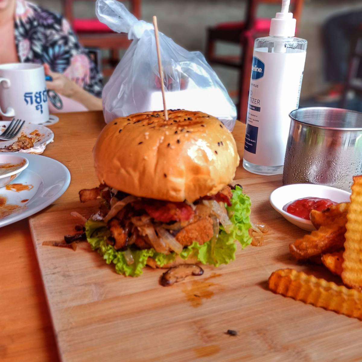 Chicken, mushroom, and bacon burger at Star Bar