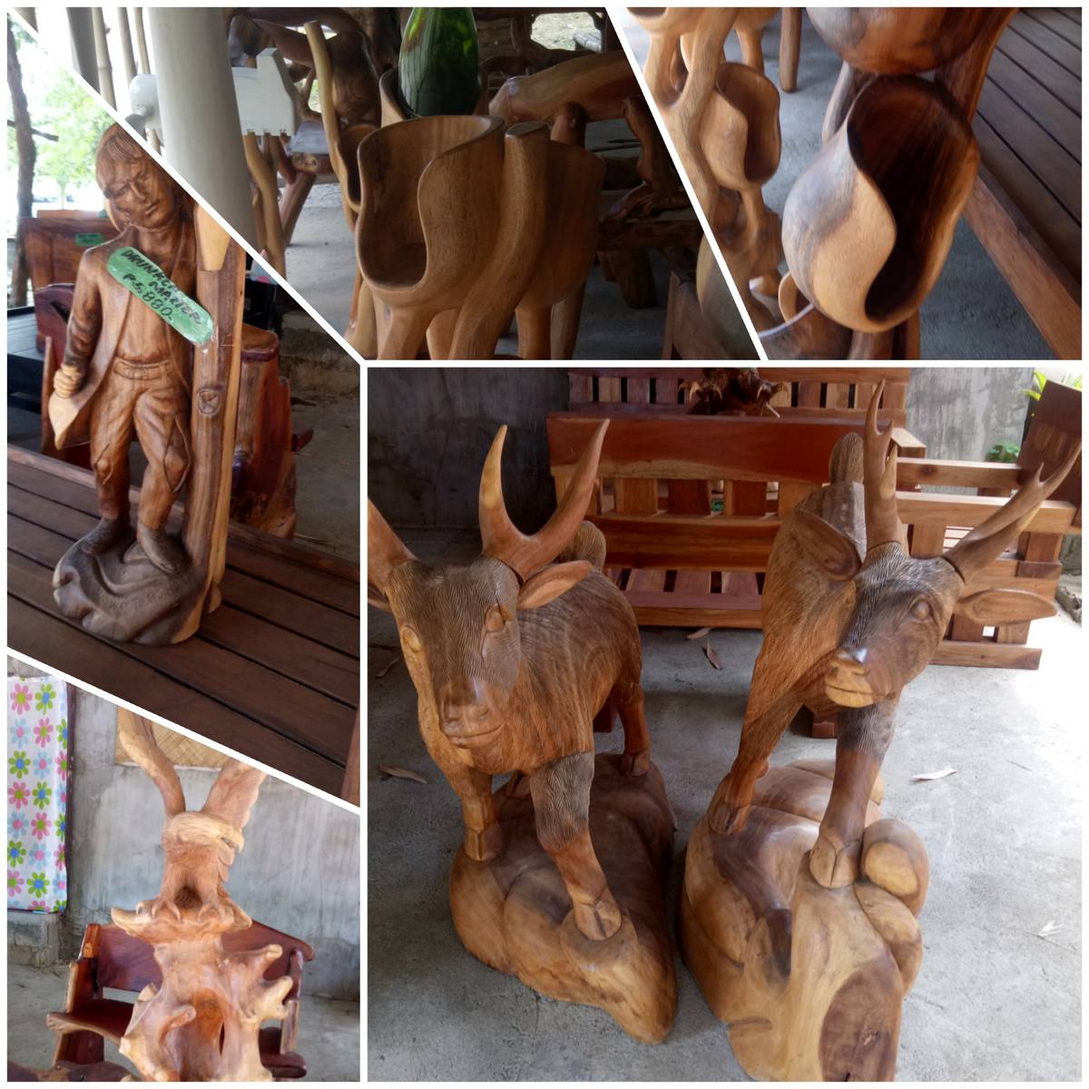 Wood crafts made by Ilocano artist.
