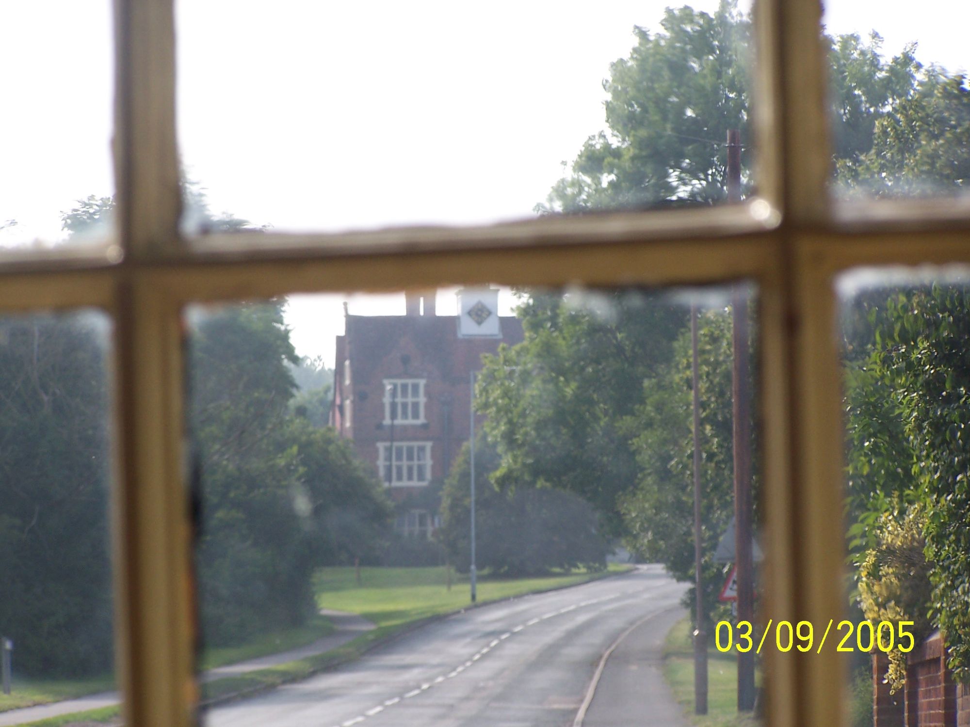 View through window of local pub.
