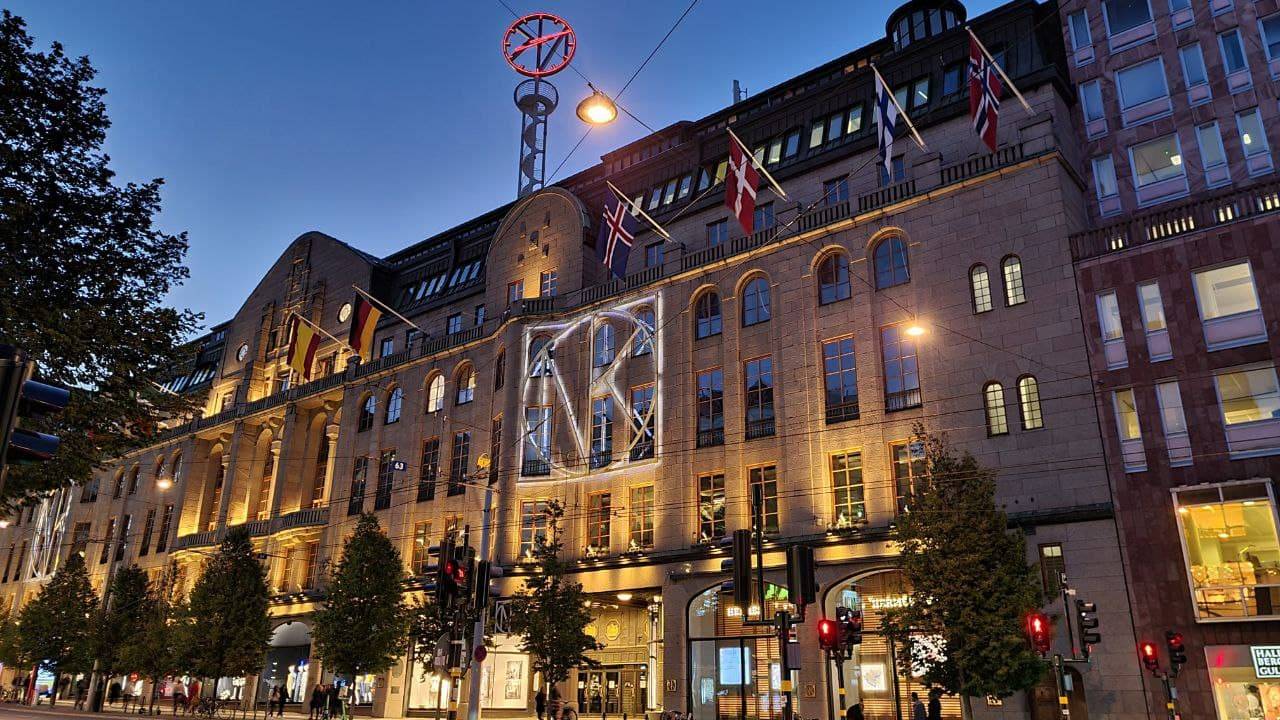 NK, Nordiska Kompaniet, a luxurious Swedish department store.