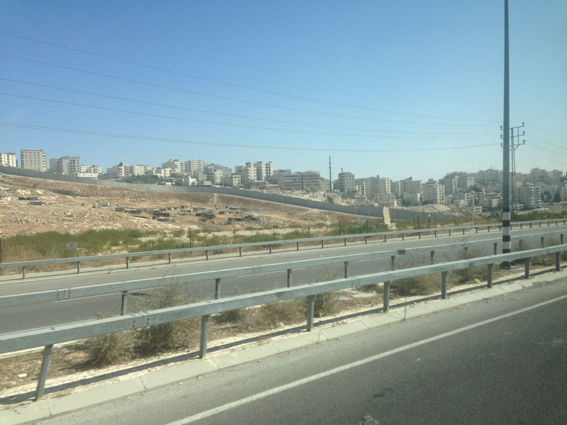We drove along with the border between Israel and Palestine.