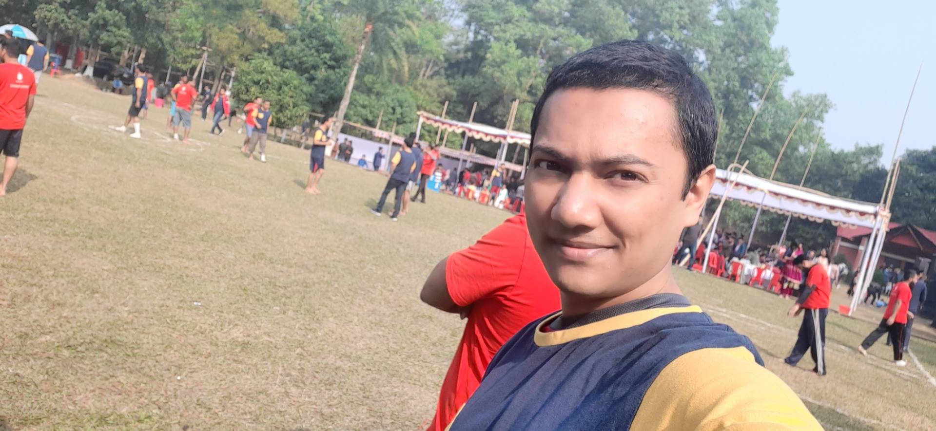 In the field during halftime of football match
