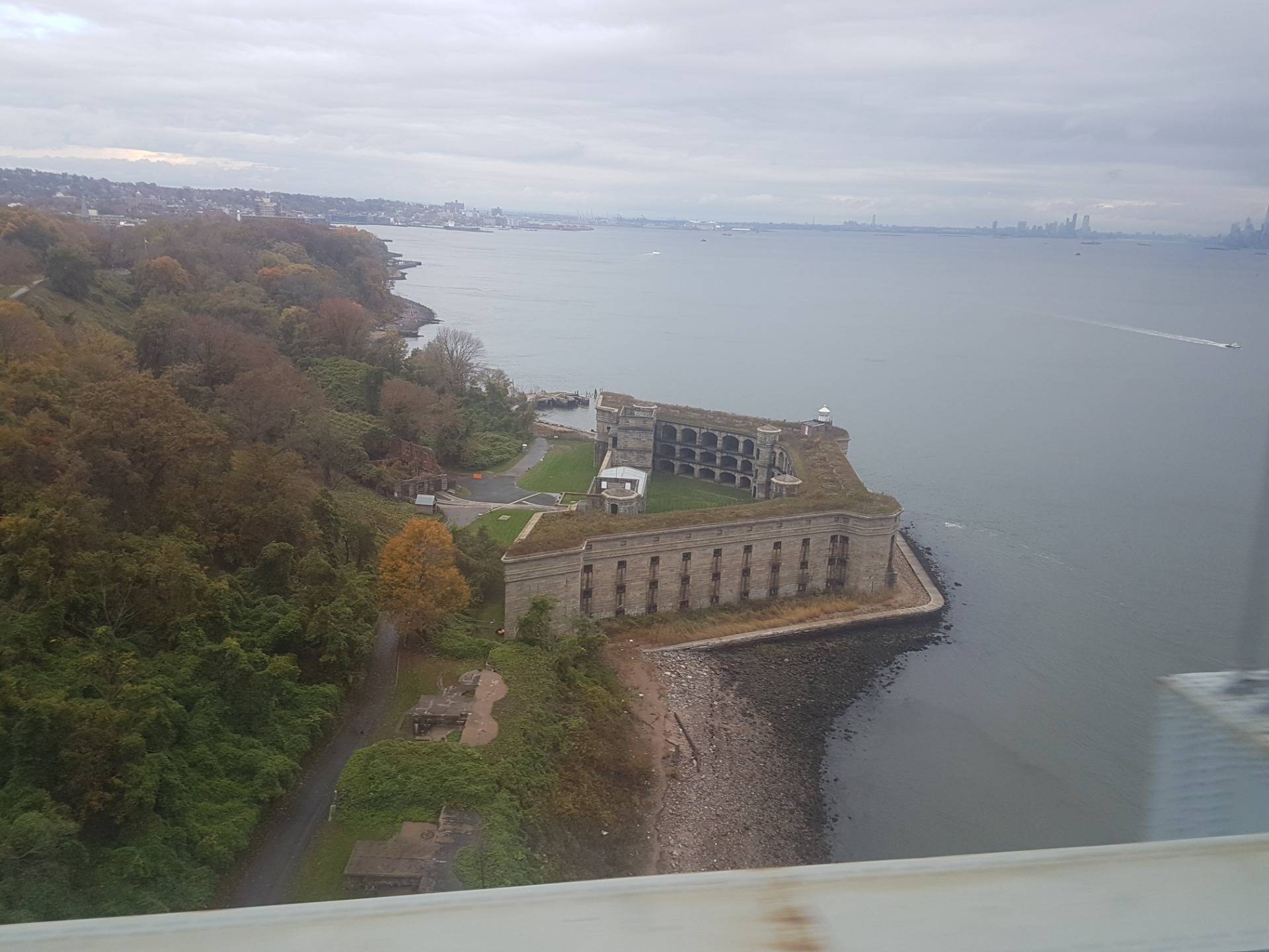 Bus trip down to the start line on Staten Island. This is Fort Wadsworth.