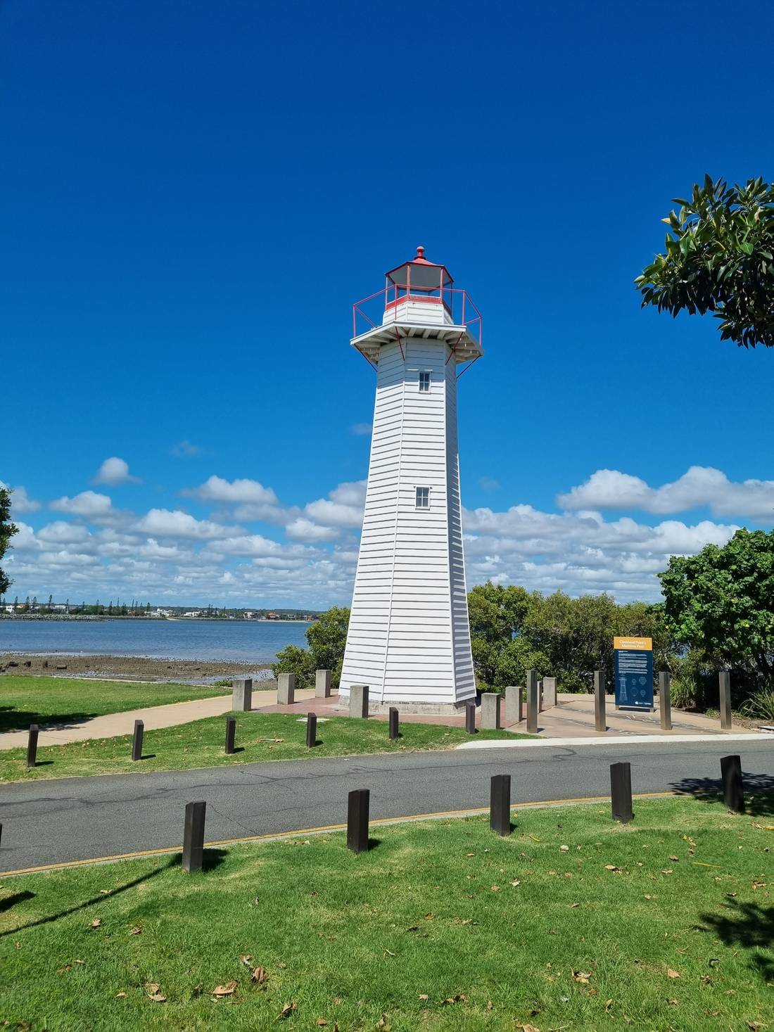 The Cleveland Point Lighthouse was built in 1864. It’s an unusual timber-clad, hexagonally-shaped building that’s 12 metres high.