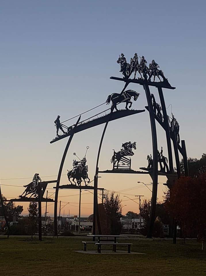 The massive steel sculpture at Queens Park is a tribute to horses which help build the area into what it is today. I managed to catch this photo at first light as we were headed to parkrun.