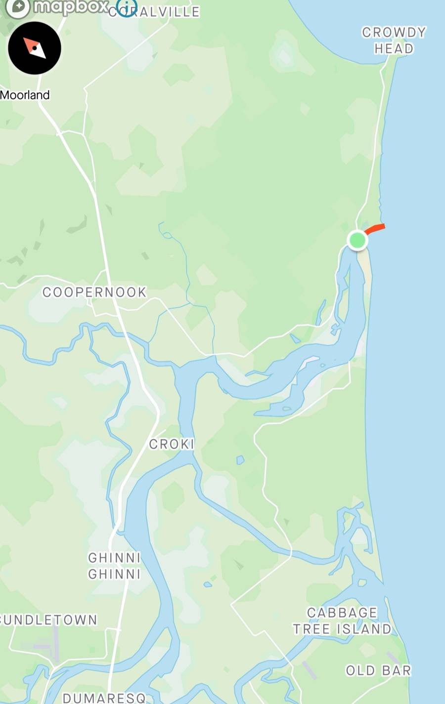 The Manning River is the only Dual river system with two river mouths opening into the ocean in the Southern Hemisphere.                   Strava map screenshot.