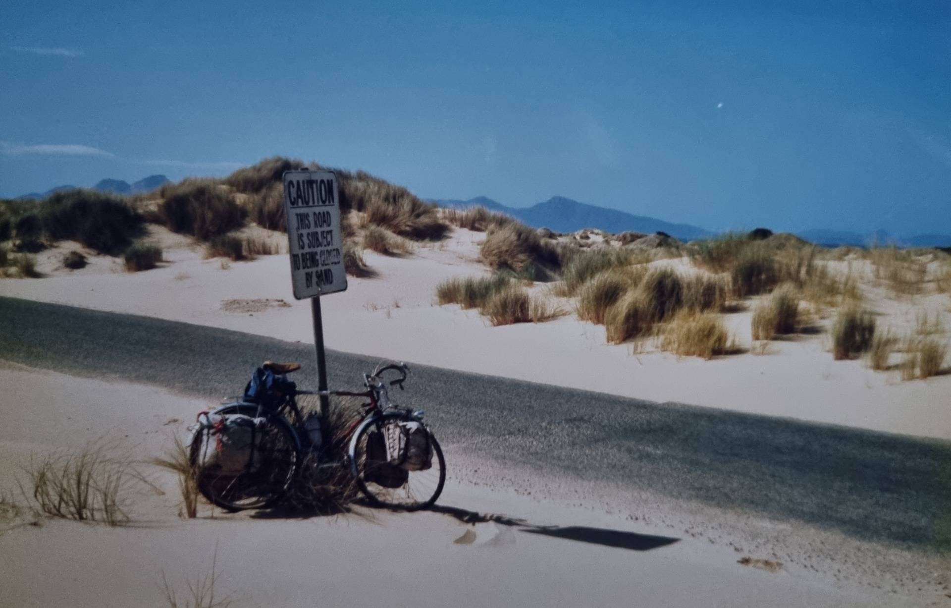 The bike on 9 mile Beach road after a ferry crossing.