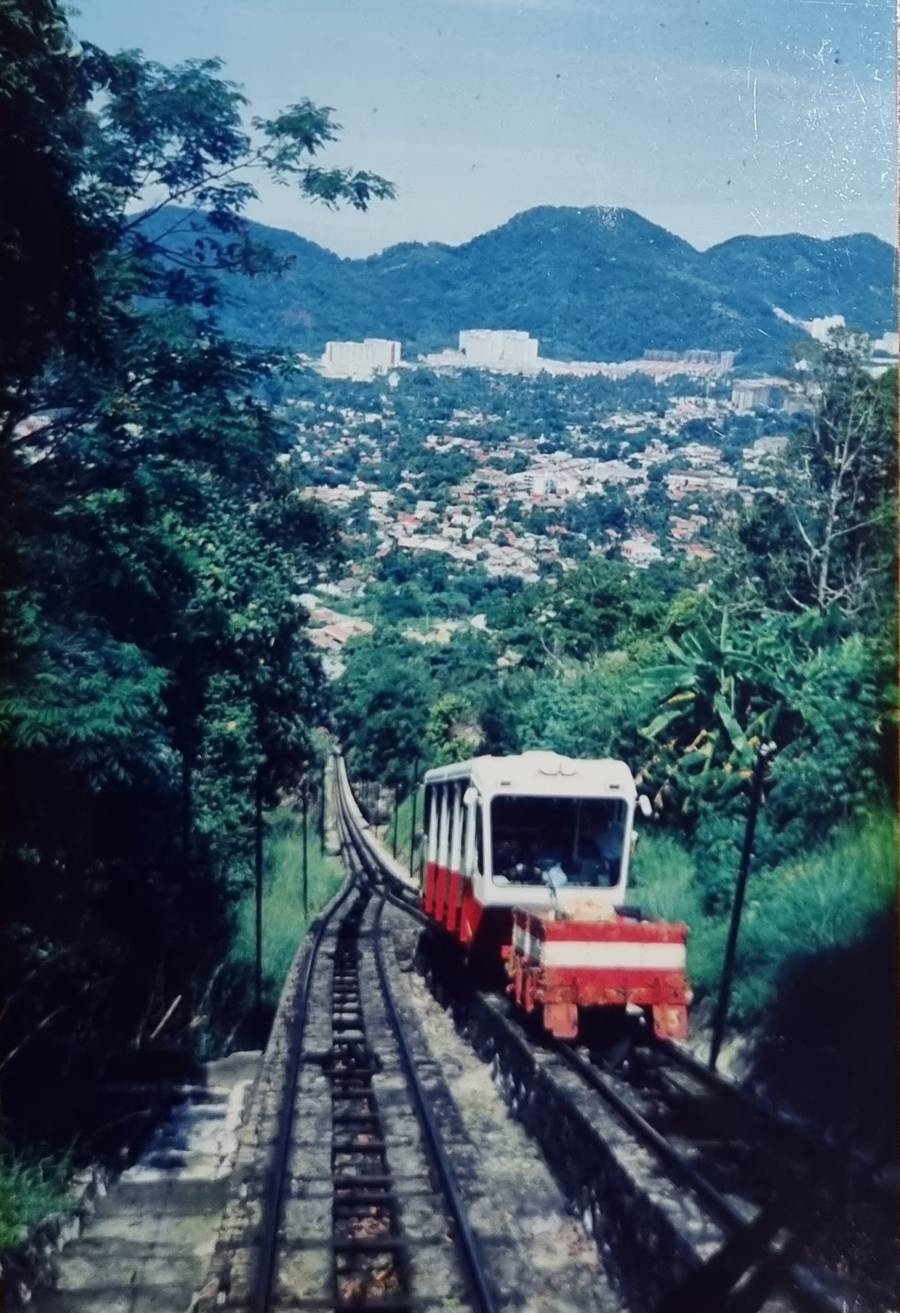 Penang Hill Swiss railway cable car.