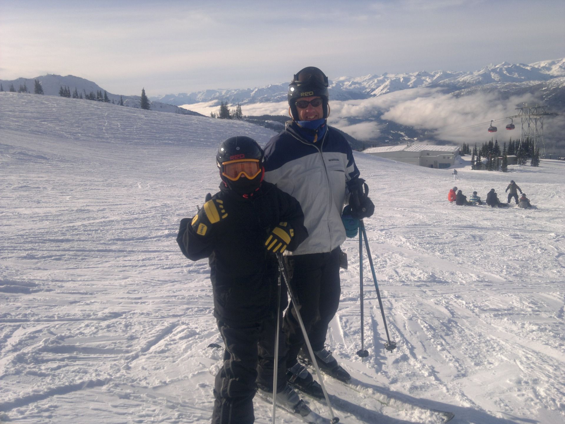 After some long days of travelling we finally made it onto the slopes. My son prefers to snow board but I insisted he learned both and used skis until we got to know our way around the mountain a bit.