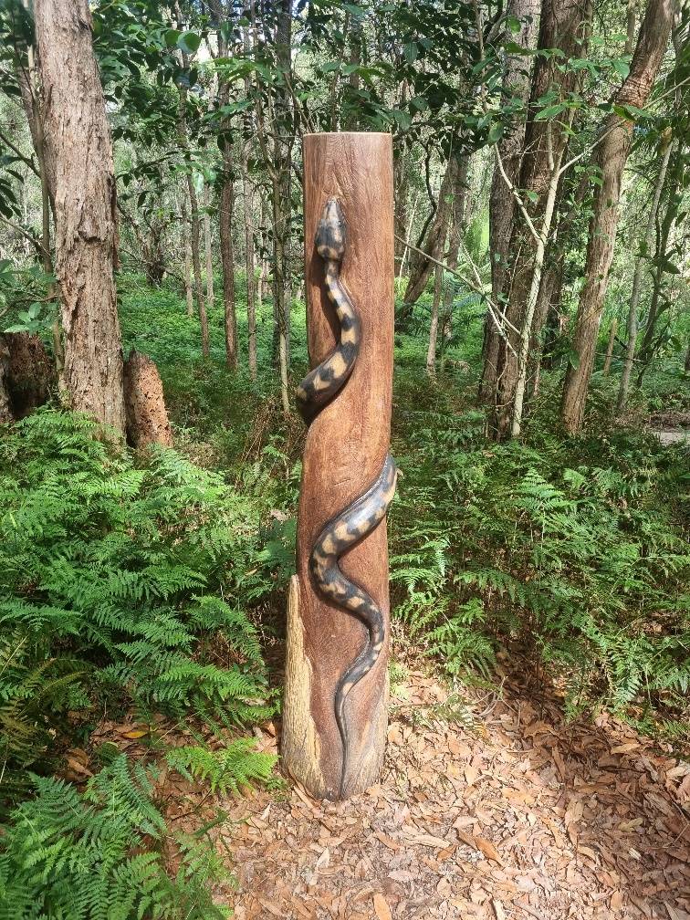 I really liked the wooden totem pole carvings of local wild life.