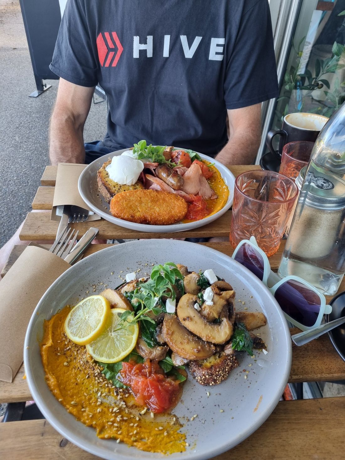 My Big breakfast and the Miso Mushrooms on toast was great at the Sole Harvest whole food’s Cafe.