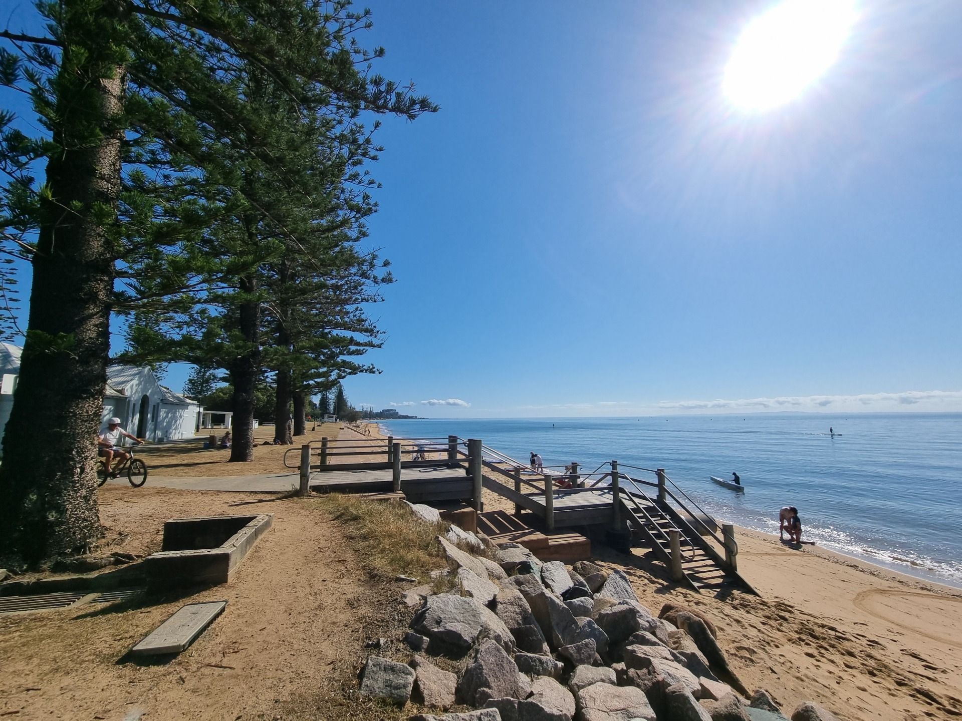 Even though it was early and the water was cold people were using paddle boards and wind surfers