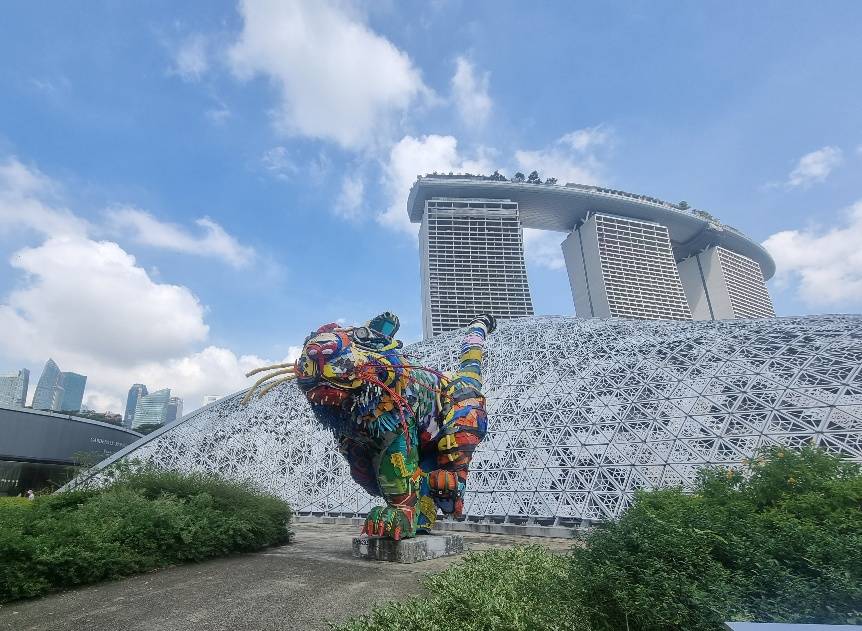 Trash-Sure, The Sumatran Tiger sculpture 7m tall and is made of trash collected from all over Singapore.