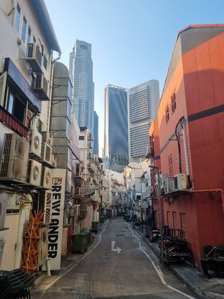 I will leave you with an alley way behind Boat Quay, look how clean it is and all those split system air conditioners. You really need one in Singapore.