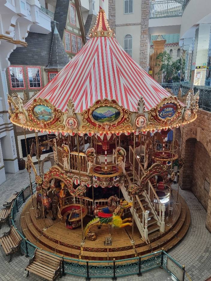 They had a full size 2 storey merry go round ride inside the ski hotel.