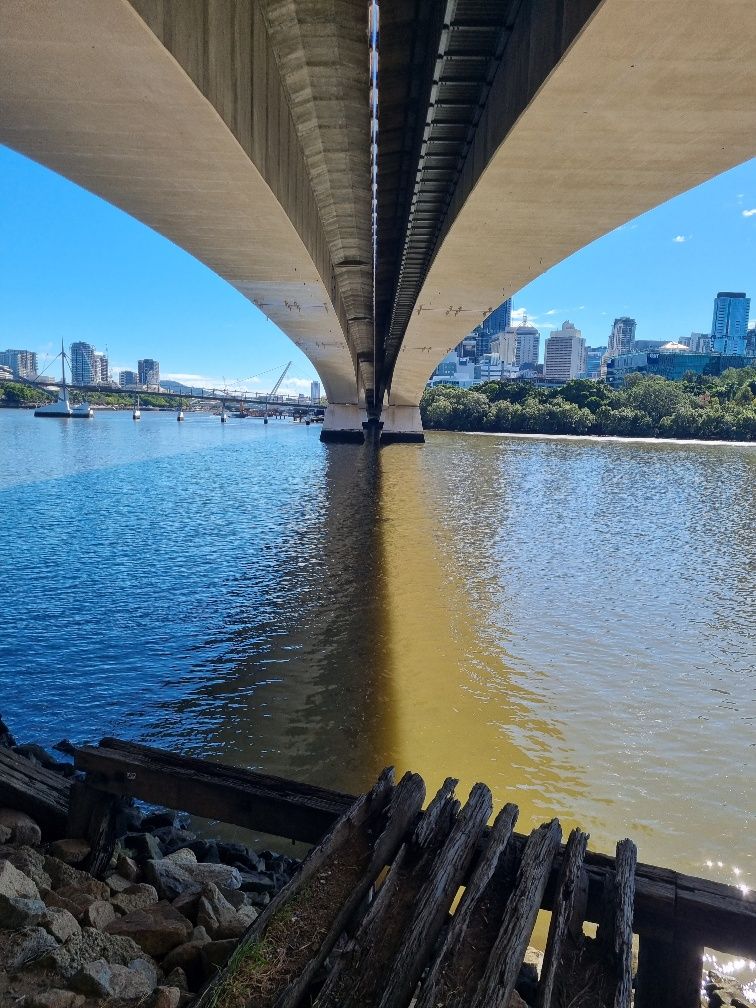 under the main freeway into town.