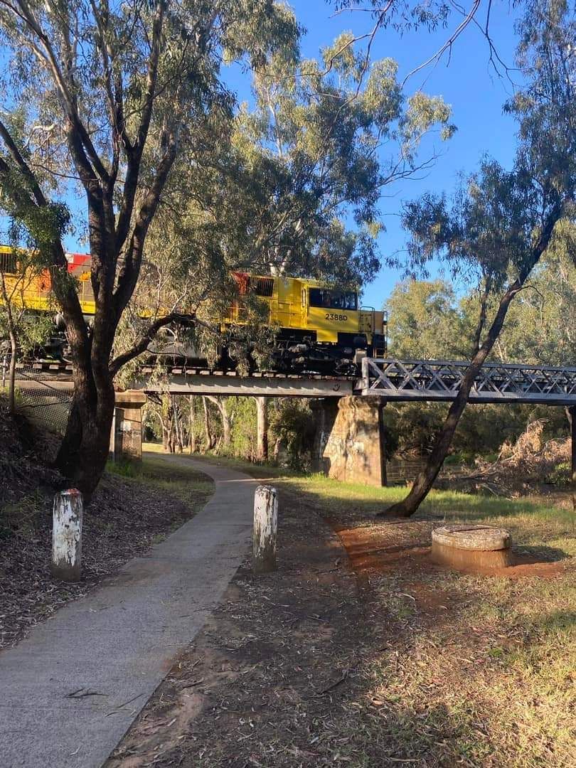 A coal train crossing Charles Creek.