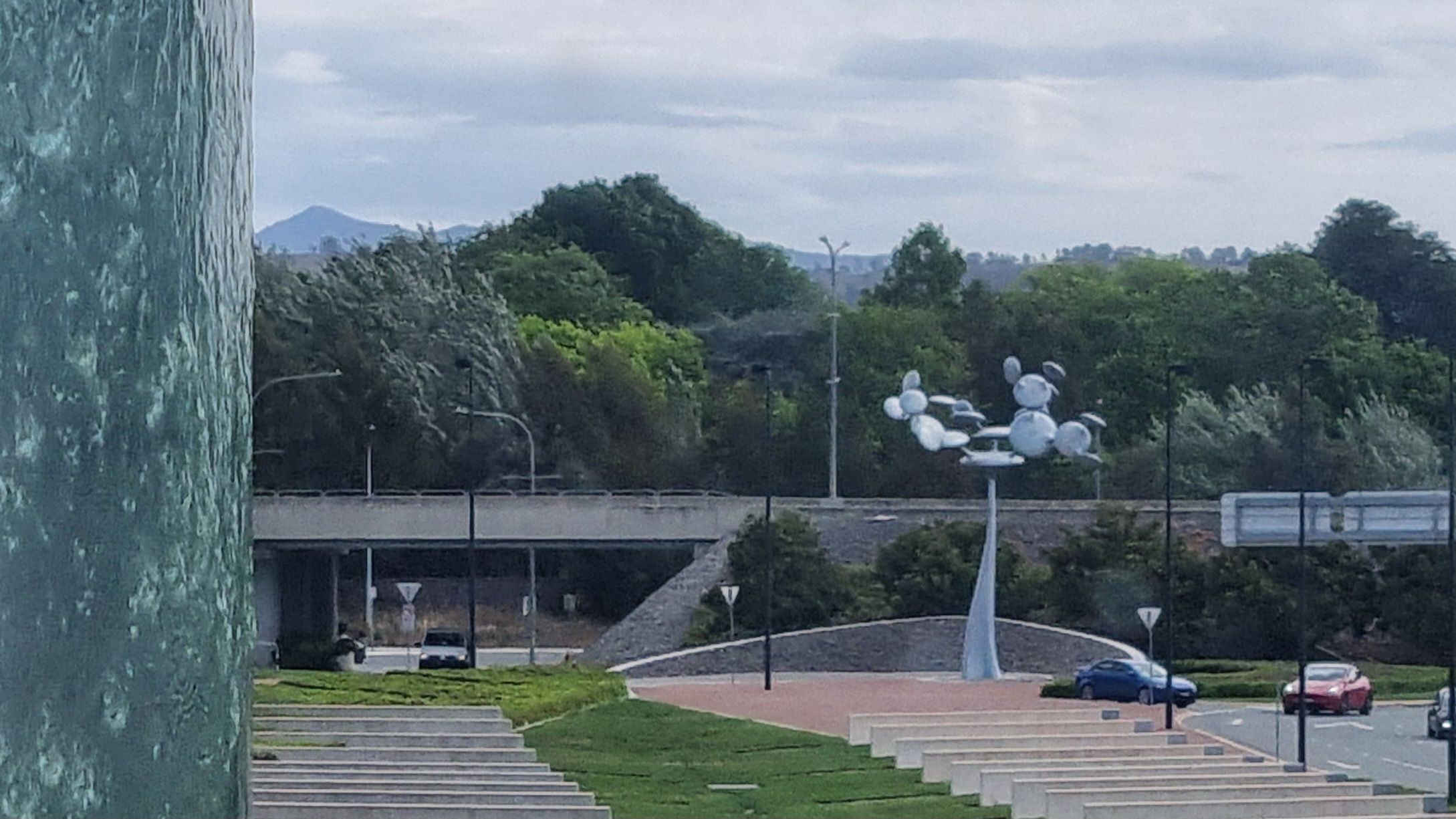 The entrance to the airport has this slow moving alien looking sculpture maybe it wont be long before we are doing space travel from local airports.