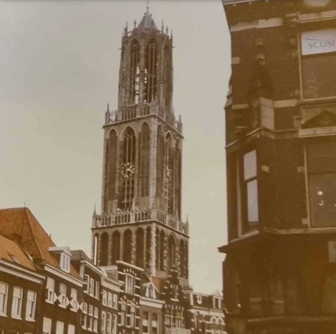 I climbed up all the internal stairs of the Dom Tower more than 30 years ago. I am struggling to remember the details. I was visiting and staying with a pen pal, a contact I had picked up at the Australian post pavilion during the 1988 world expo in Brisbane. It was pretty cool exchanging letters with somebody on the other side of the world. Little did they know that I would actually follow through with the words in my letters and show up on there door step a few years later. At the time it was great to be shown around by a local. Saint Martin’s Church and bell tower was definitely one of the places we visited, I distinctly remember the the medieval looking canals and buildings. I struggle to remember how we got there or what we ate. I do remember all the steps to the top of the bell tower but not been able to see much because of low level cloud fog or mist.