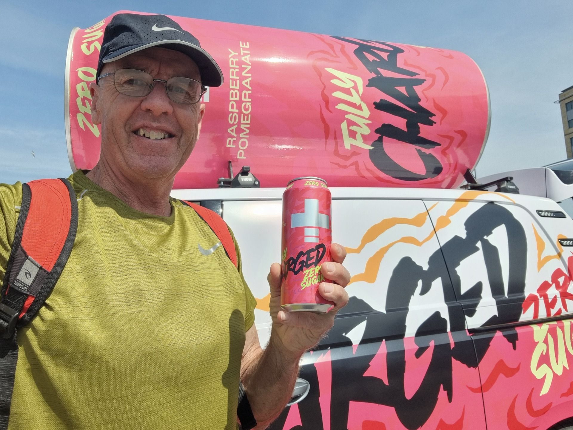I picked up a free energy drink on the way back into town, Just what I needed.