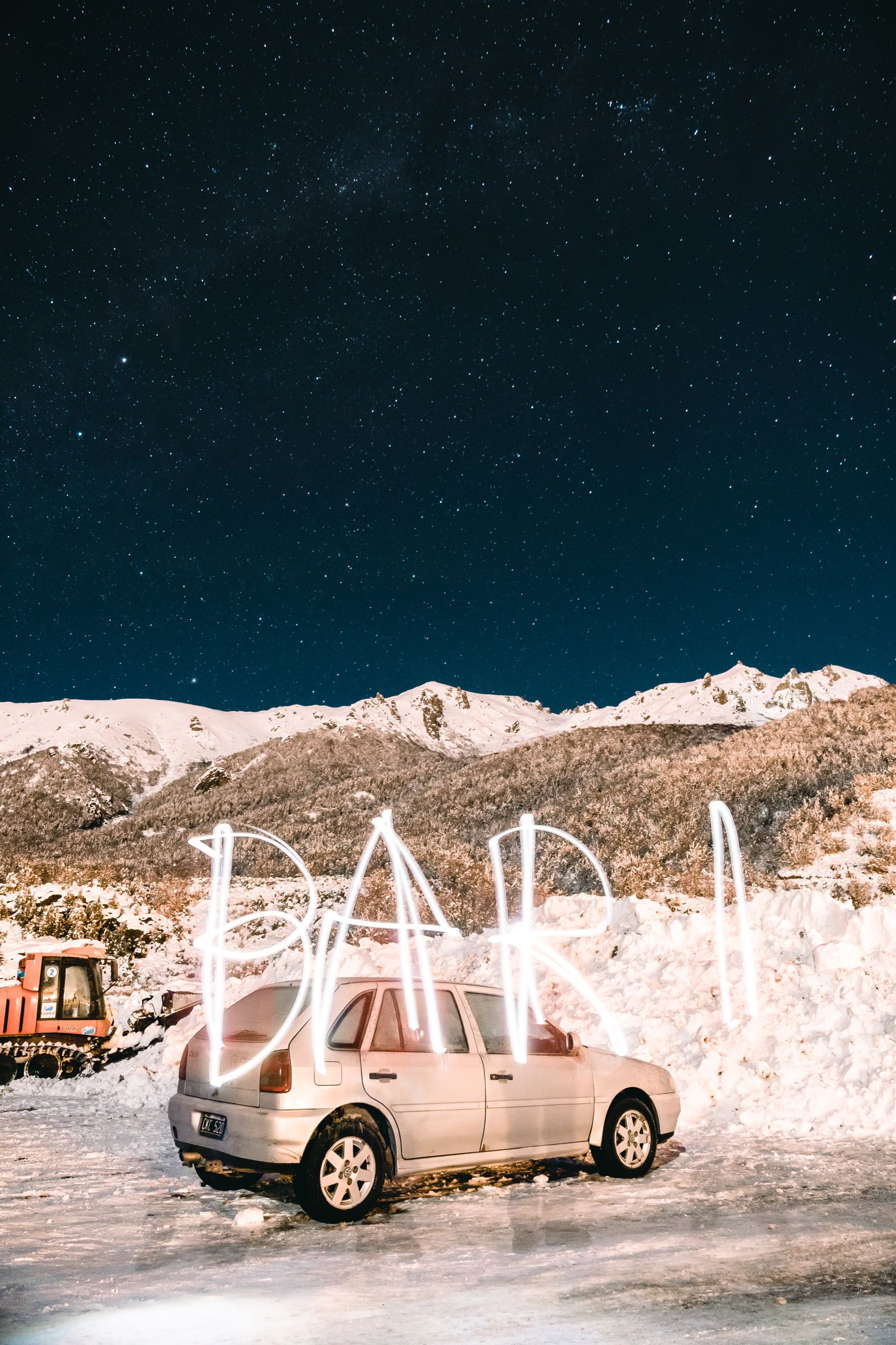 Durante el invierno en el estacionamiento del Cerro Catedral