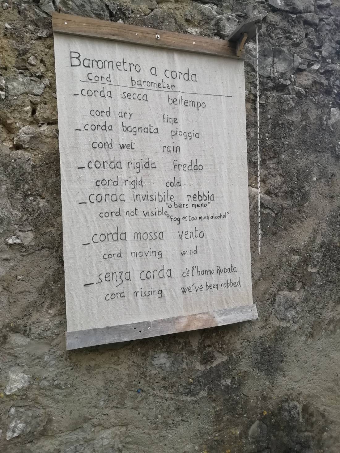 Super funny rules in English and Italian, it was in a steer close to the top of the town I laugh a lot when I read it.