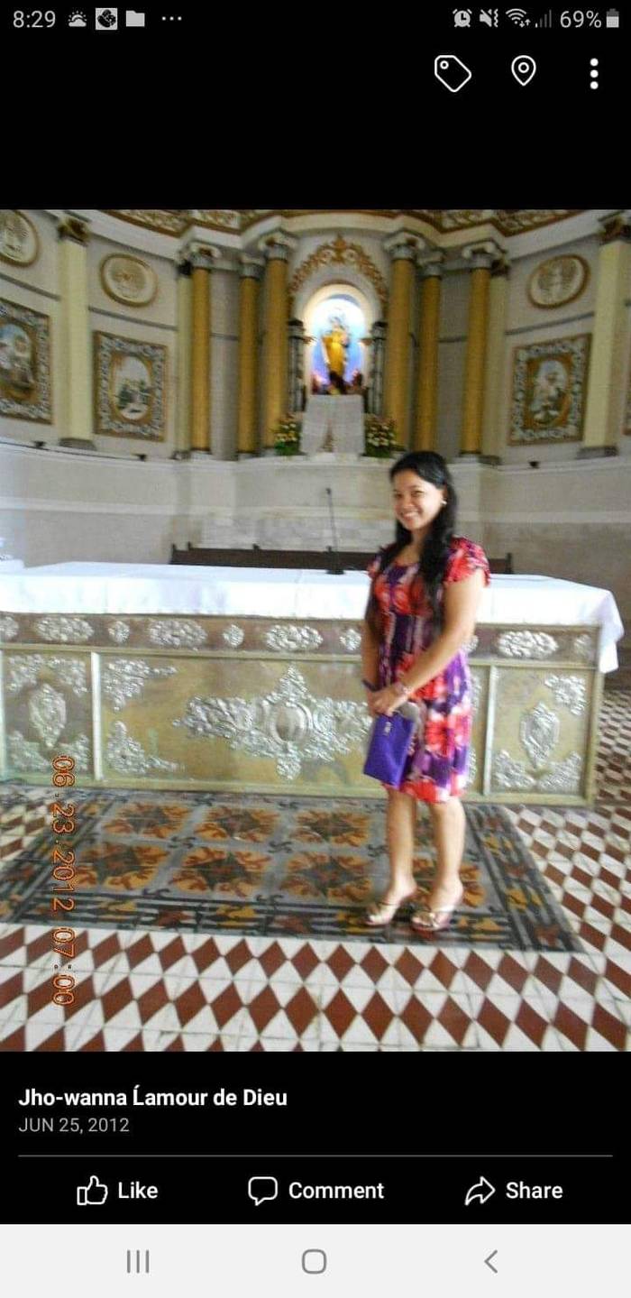 This ws a picture inside the church sent by my cousin , the one in the picture, Jho-wanna Lamour de Dieu. She allowed me to used this for this blog purpose.