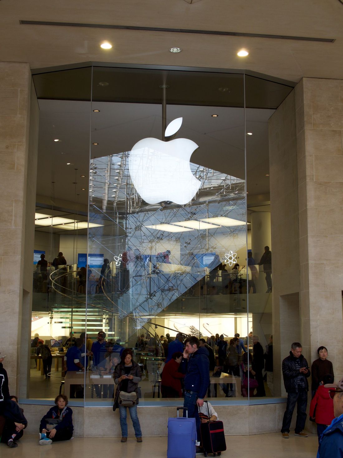 The Apple Store inside the Louvre with the pyramid reflecting in the Windows (No pun intended)
