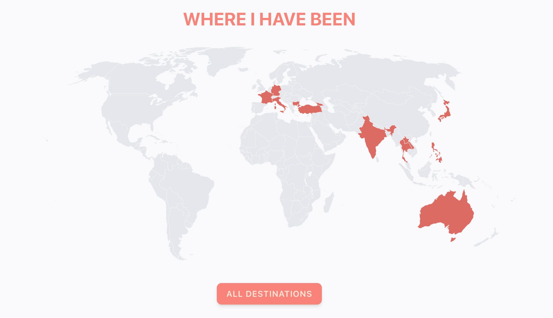 world map of visited countries