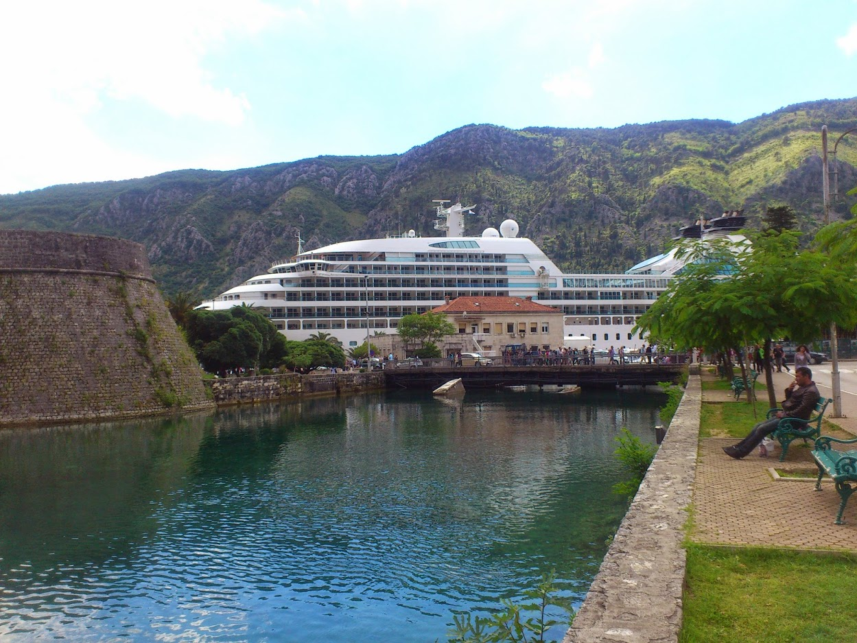 Huge cruise ship at Kotor’s bay