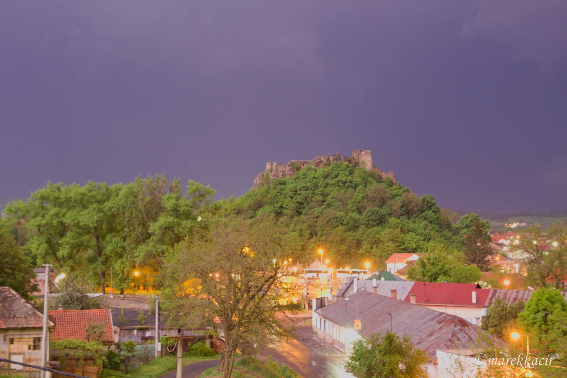 Fiľakovo castle during a storm