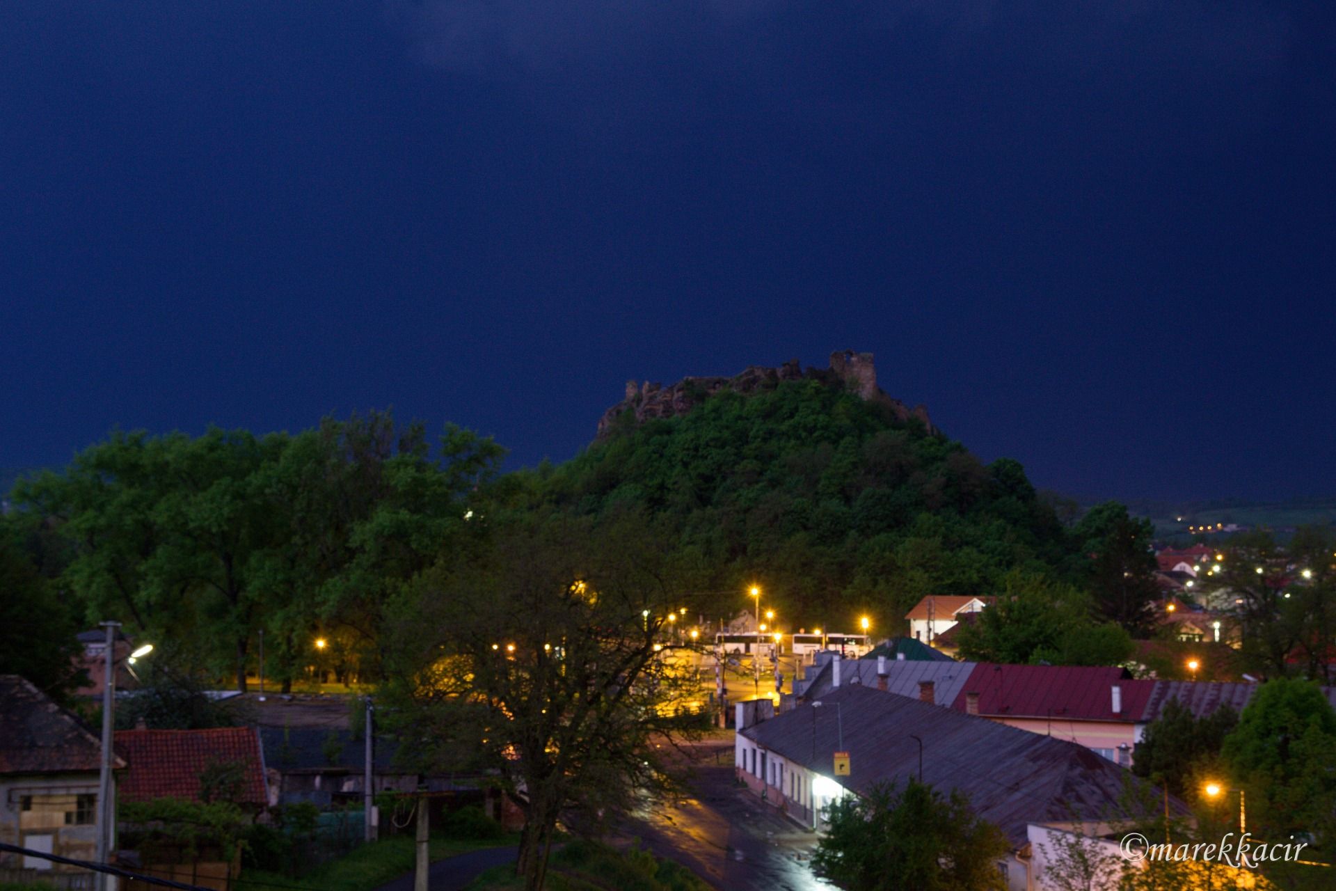 Fiľakovo castle during a storm