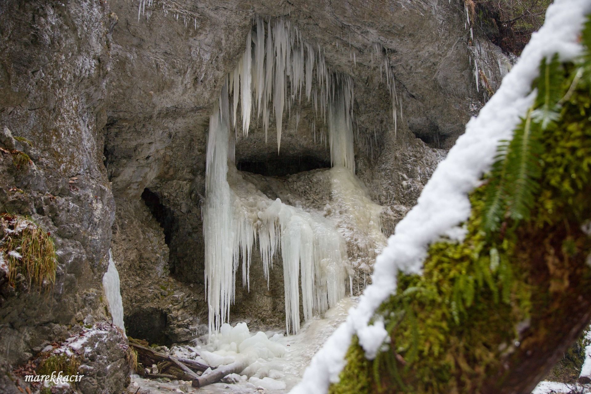 Winter hiking through the gorge Suchá Bela
