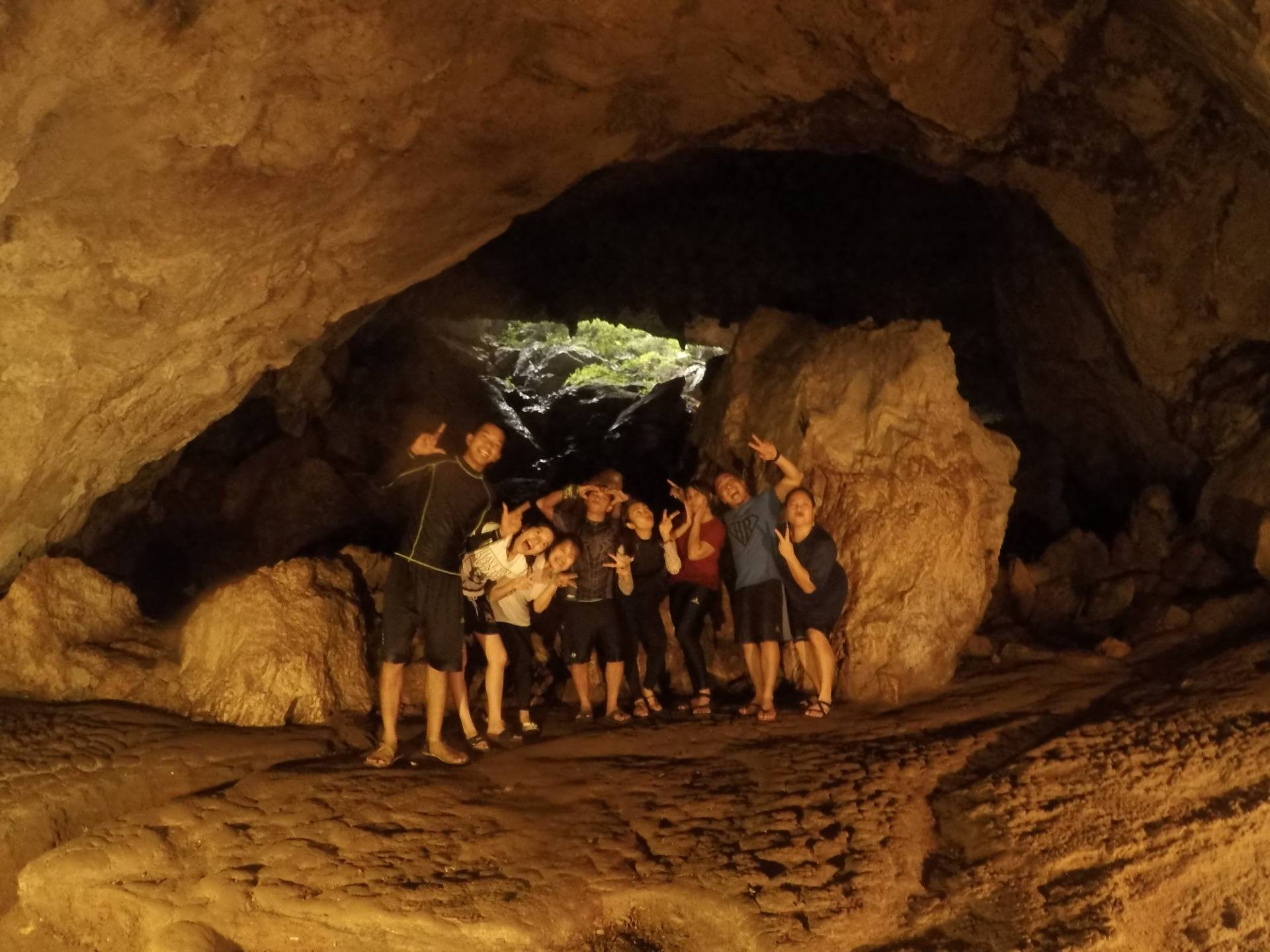 You can see the mouth of the cave's entrance behind us. 