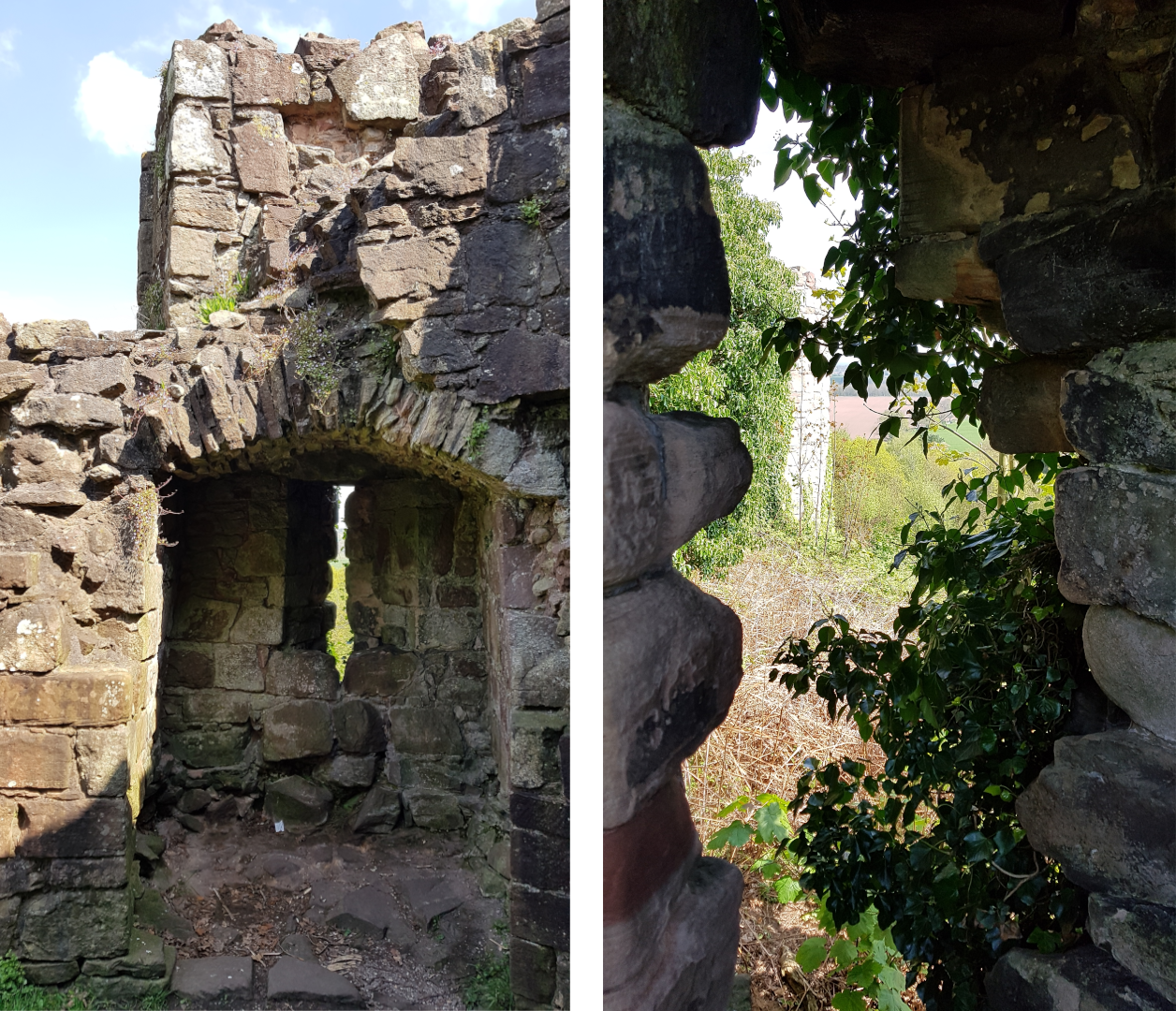 Picture of defensive medieval slit windows.