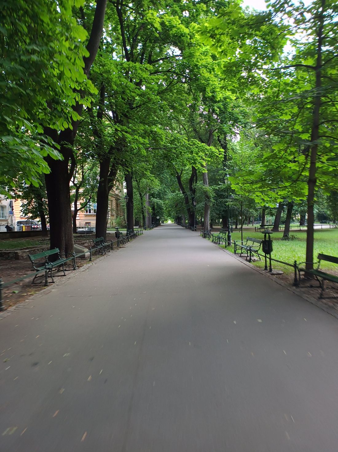 Cracow’s Planty from the cyclist perspective at night, 5:00 AM