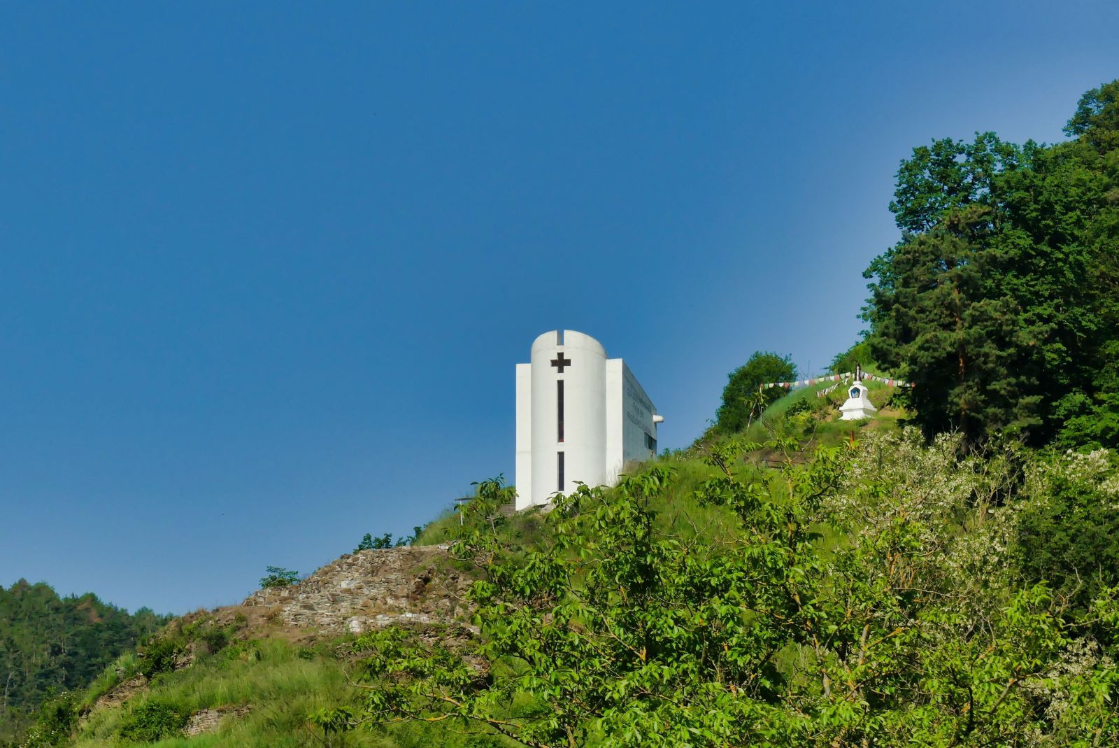 The Peace Chapel and the ruins of Imbach castle